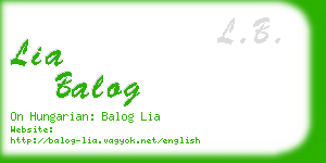 lia balog business card